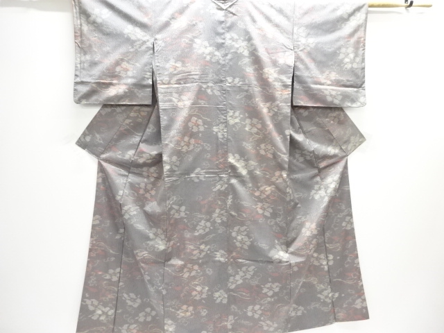 JAPANESE KIMONO / TSUMUGI / WOVEN FLOWER & BIRD